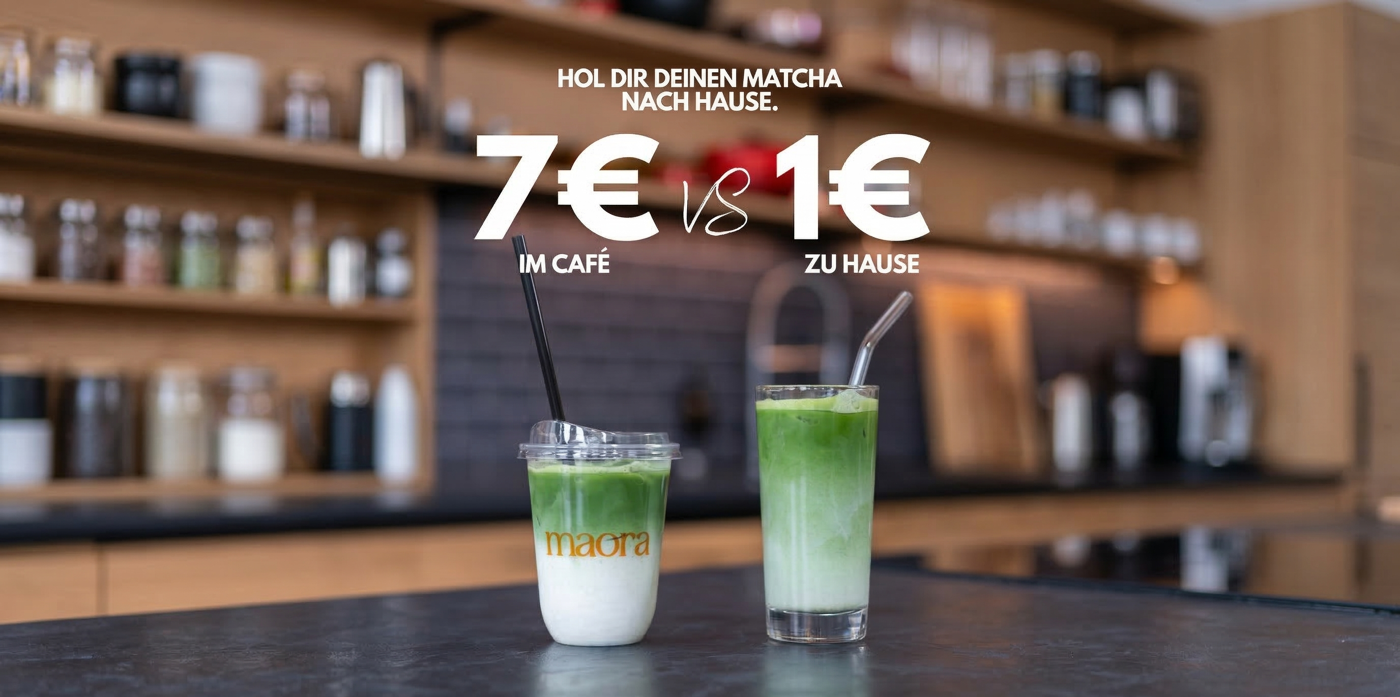 Matcha im CafevsZuhause