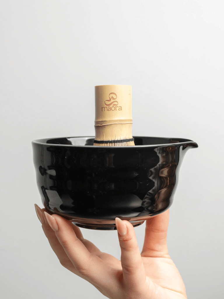 Matcha Set – Teeschale, Bambusbesen, Bambusbesenhalter, Bambuslöffel - Maora